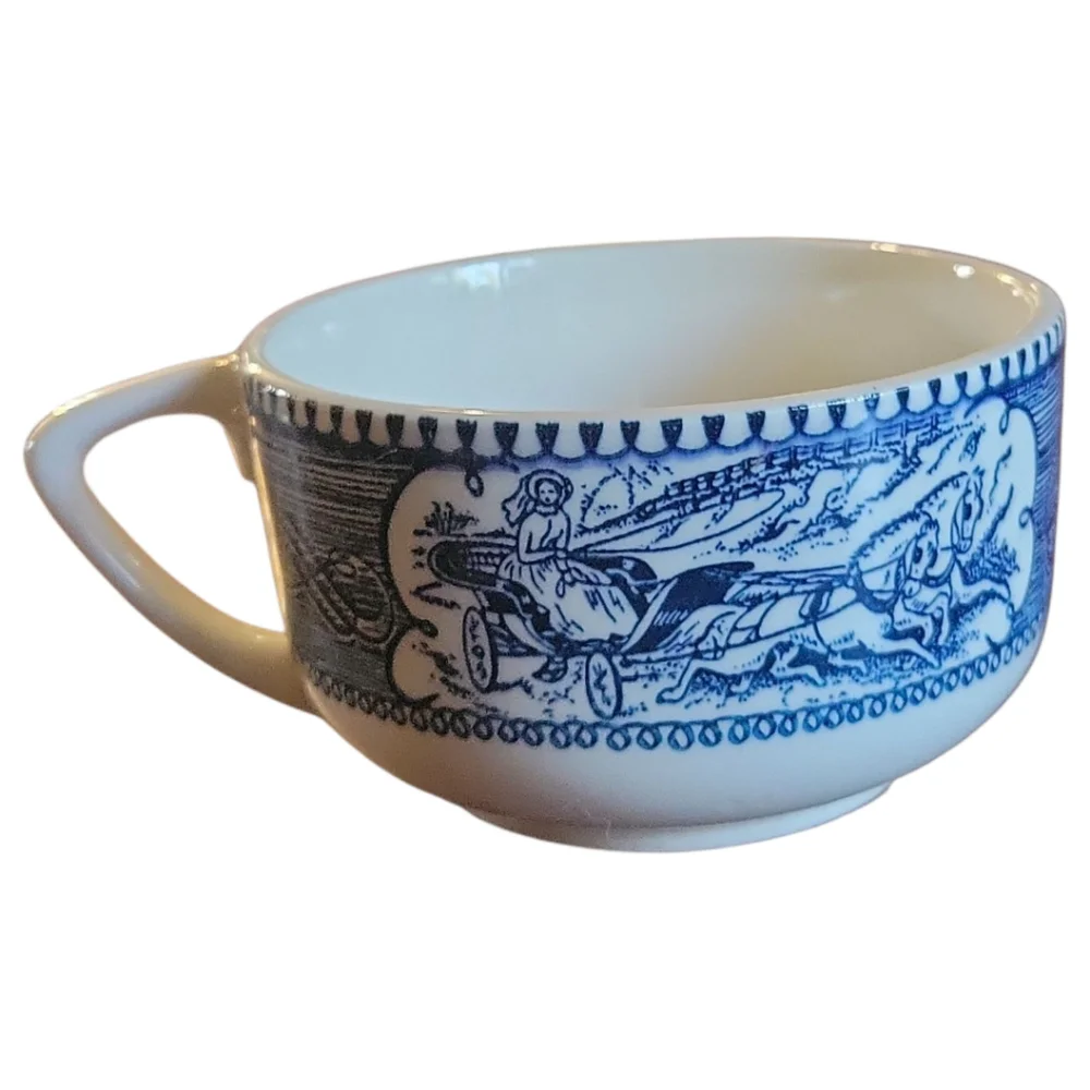 Vtg 50 Royal China Currier & Ives COFFEE TEA FLAT CUP The Old Grist Mill