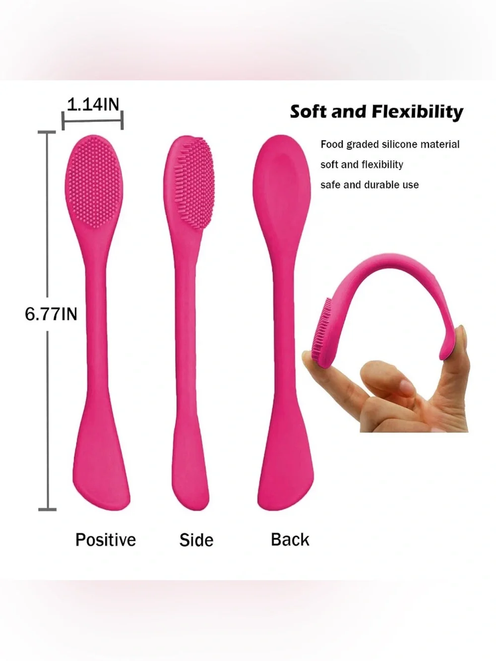Silicone Face & Body Cleansing Brush pores cleaner remove blackheads Pink & Gray
