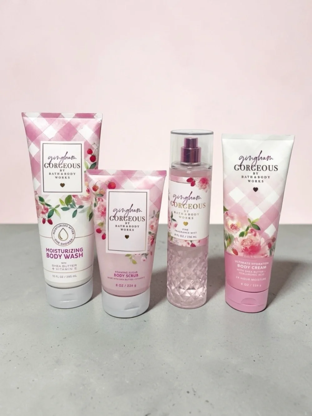 Bath & Body Works Gingham Gorgeous Gift Set Body Cream Scrub Nwt