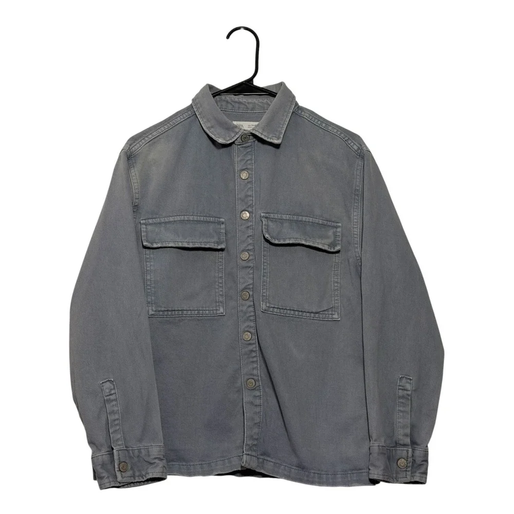 Zara Kids Cool Coast Iconic Days Graphic Denim Shirt Jacket Blue Gray Boys 11-12