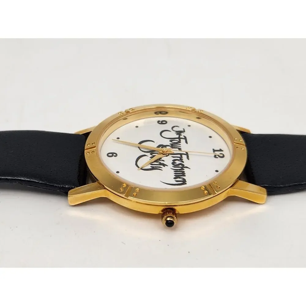 Image Watches Inc California Quartz White Dial Gold Case Black Leather Strap