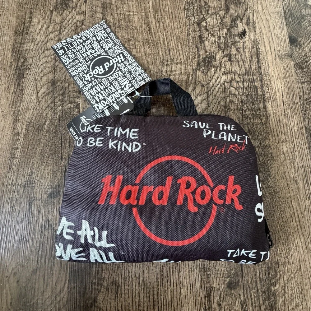 Hard Rock Cafe Foldable Backpack Packable‎ Travel Bag Love All Serve All NWT