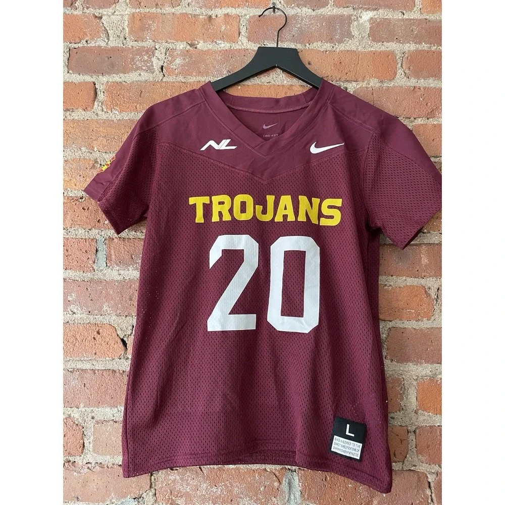 NWT Nike Mesh Flag Football Jersey Youth Boy's Large‎ Red Trojans #10 Dri-Fit