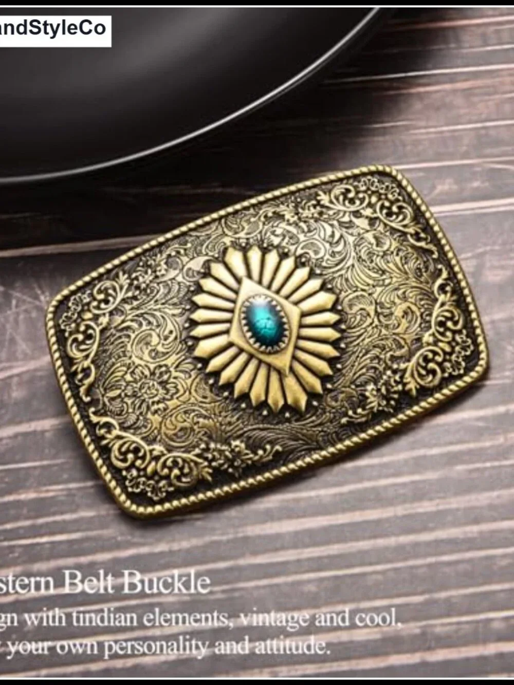 Vintage Turquoise Western Belt Buckle Men Women Zinc Alloy Cowboy Snap On