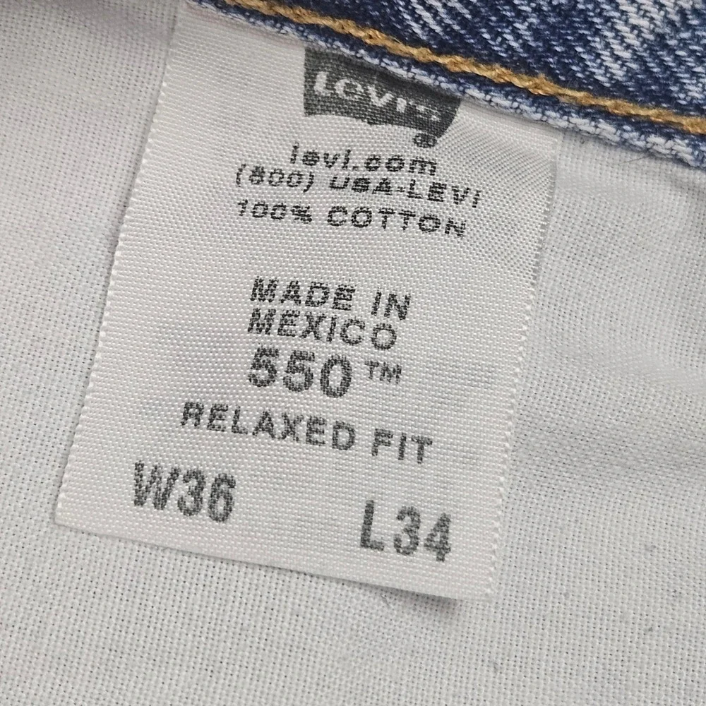 y2K Levis 550 Jeans‎ 36x34 Light Wash Distressed Frayed Grunge Baggy Denim