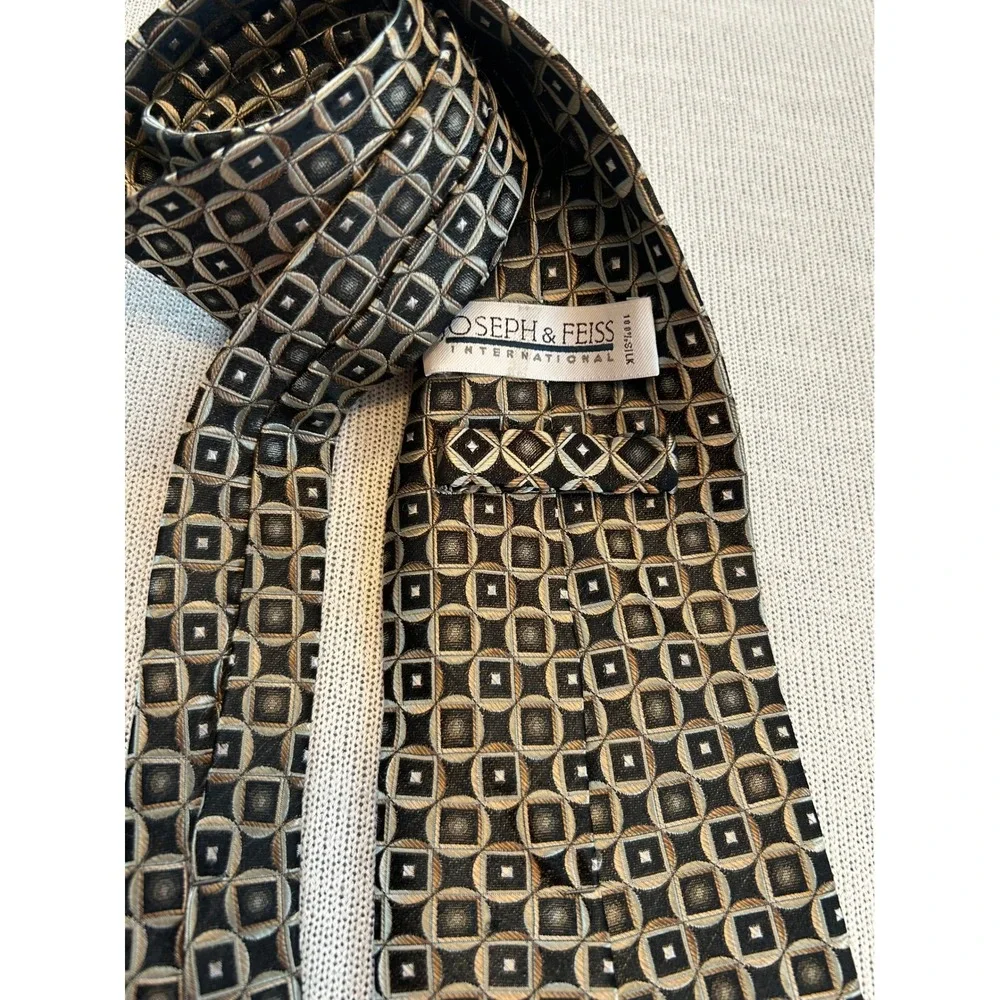 Joseph & Feiss International‎ Silk Geometric Pattern Necktie Mens Tie Business