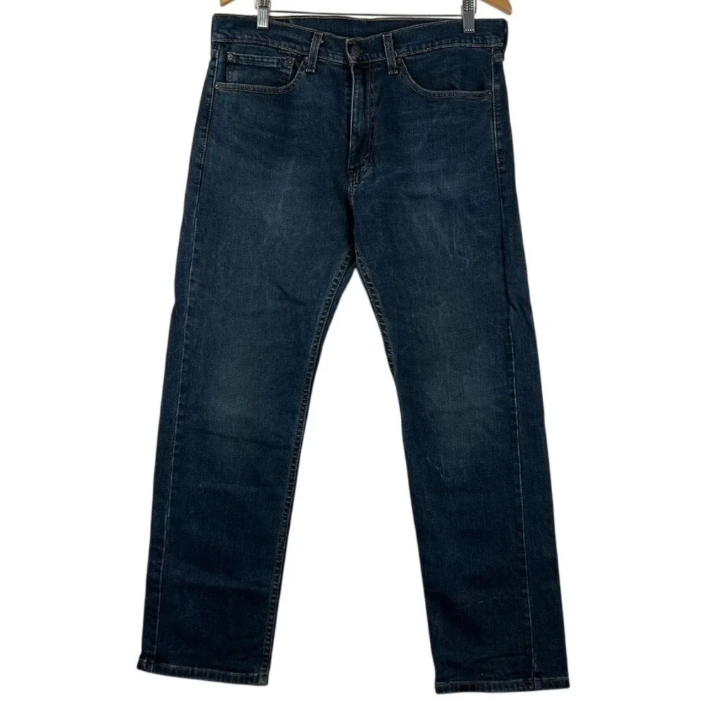 Levis 505 Jeans‎ Mens 34x30 Regular Fit Dark Wash Denim Pants Classic