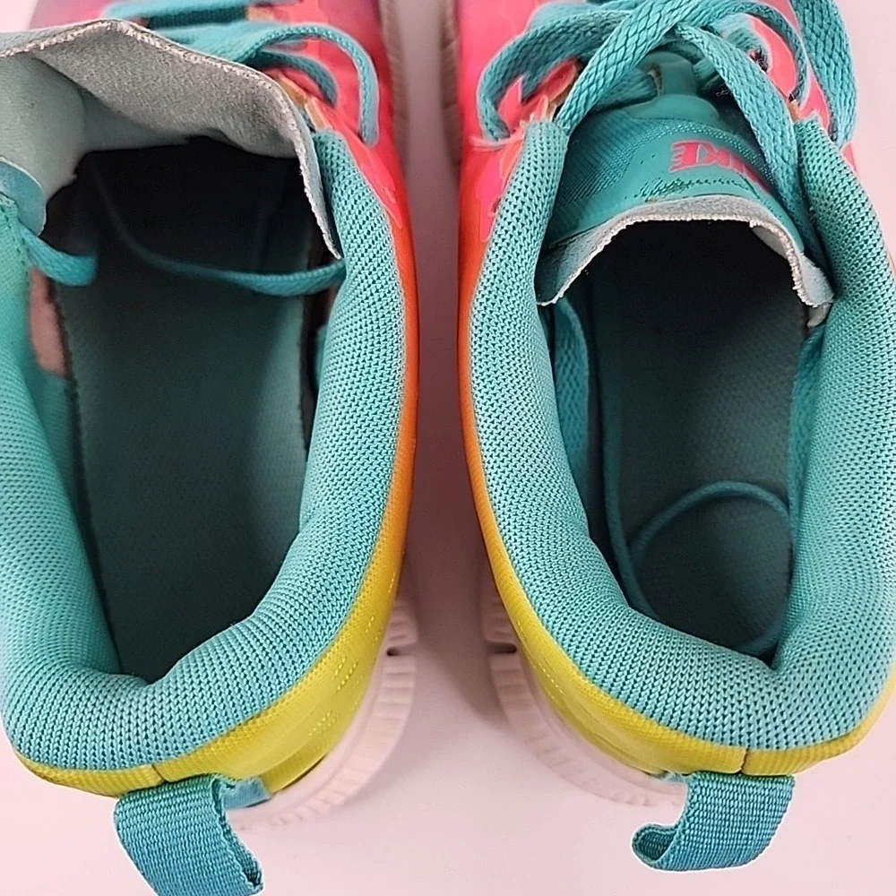 Nike‎ Girls Free Express 5.0 Pink Teal Running Shoes Sneakers Size 6 1866-300