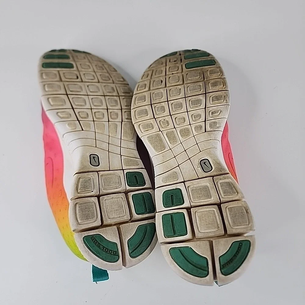 Nike‎ Girls Free Express 5.0 Pink Teal Running Shoes Sneakers Size 6 1866-300