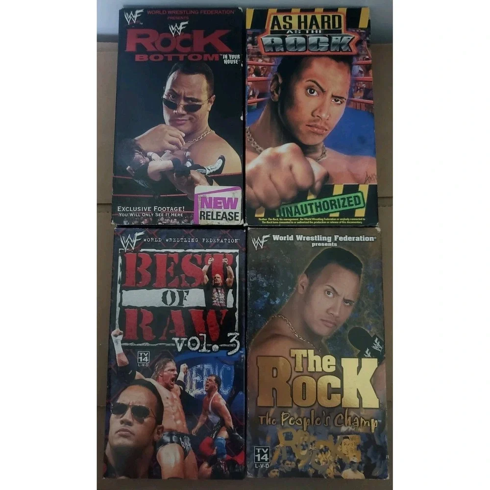 Lot Of 4 WWF WWE The ROCK Dwayne Johnson VHS Tapes Wrestling Movies People Champ