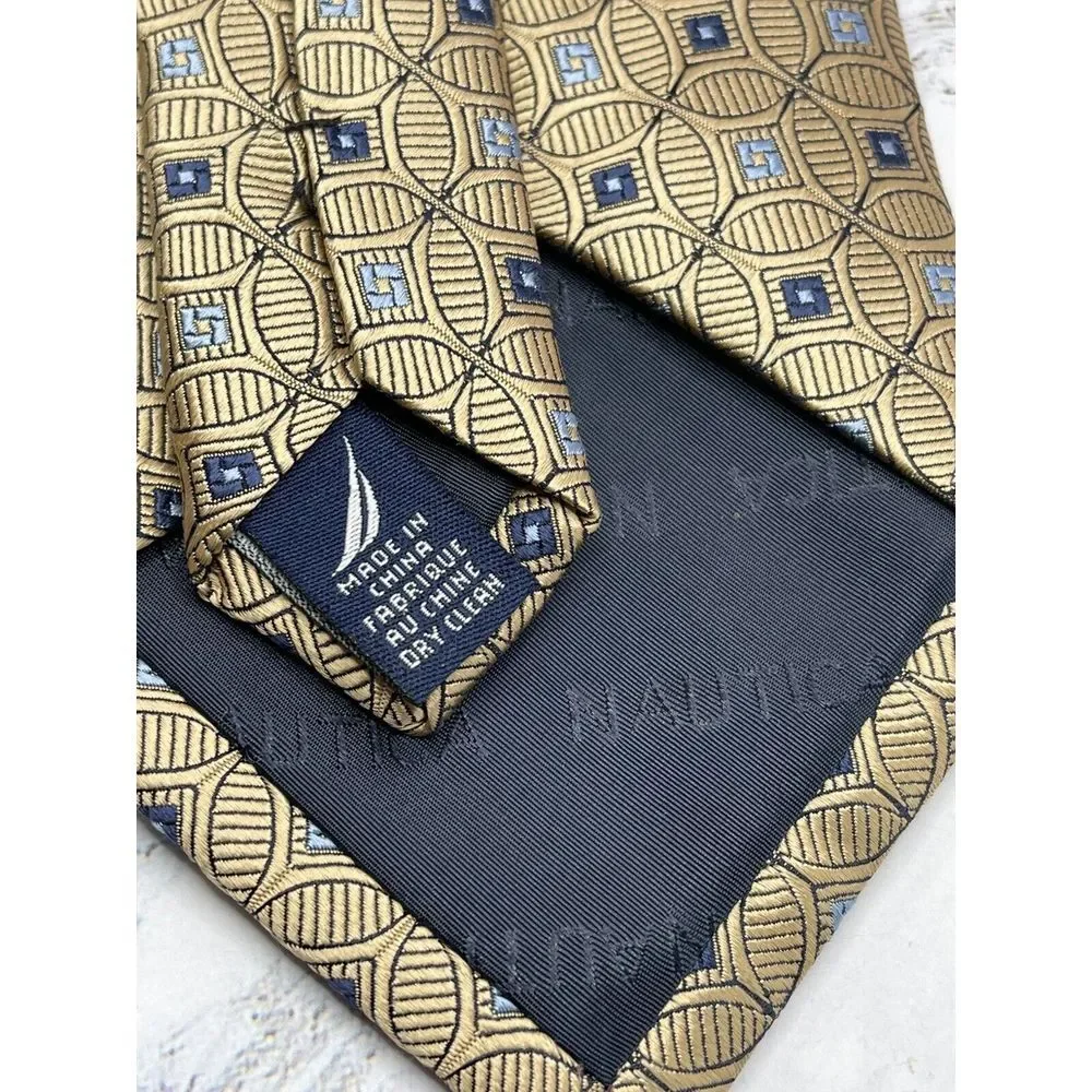 NEW‎ NAUTICA Men's Tie Yellow Gold with Blue 3.75