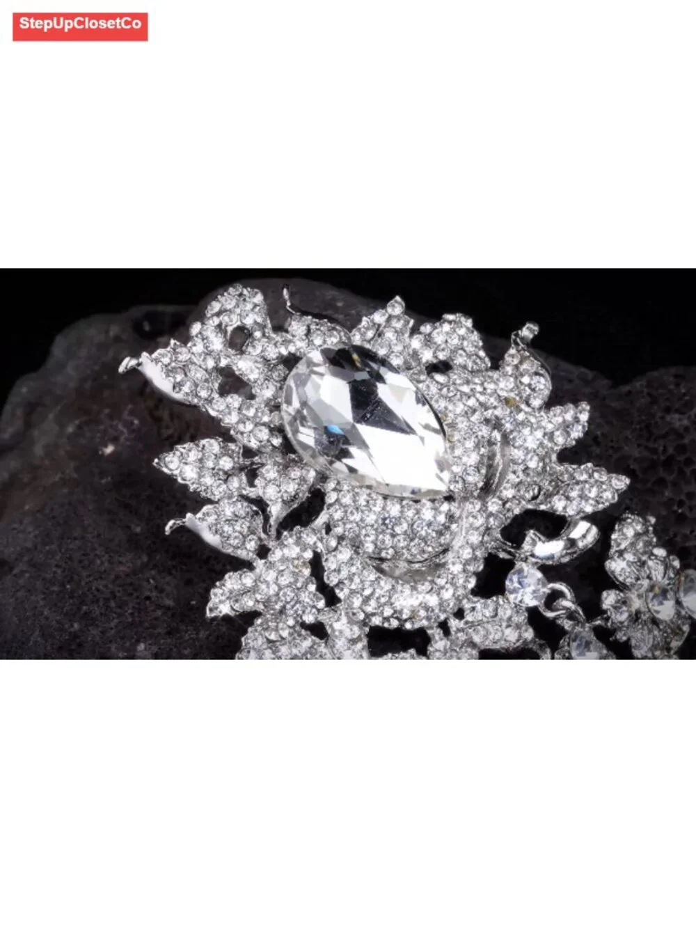 Crystal Rose Brooch Pin for Bridal Prom Elegant Women Jewelry