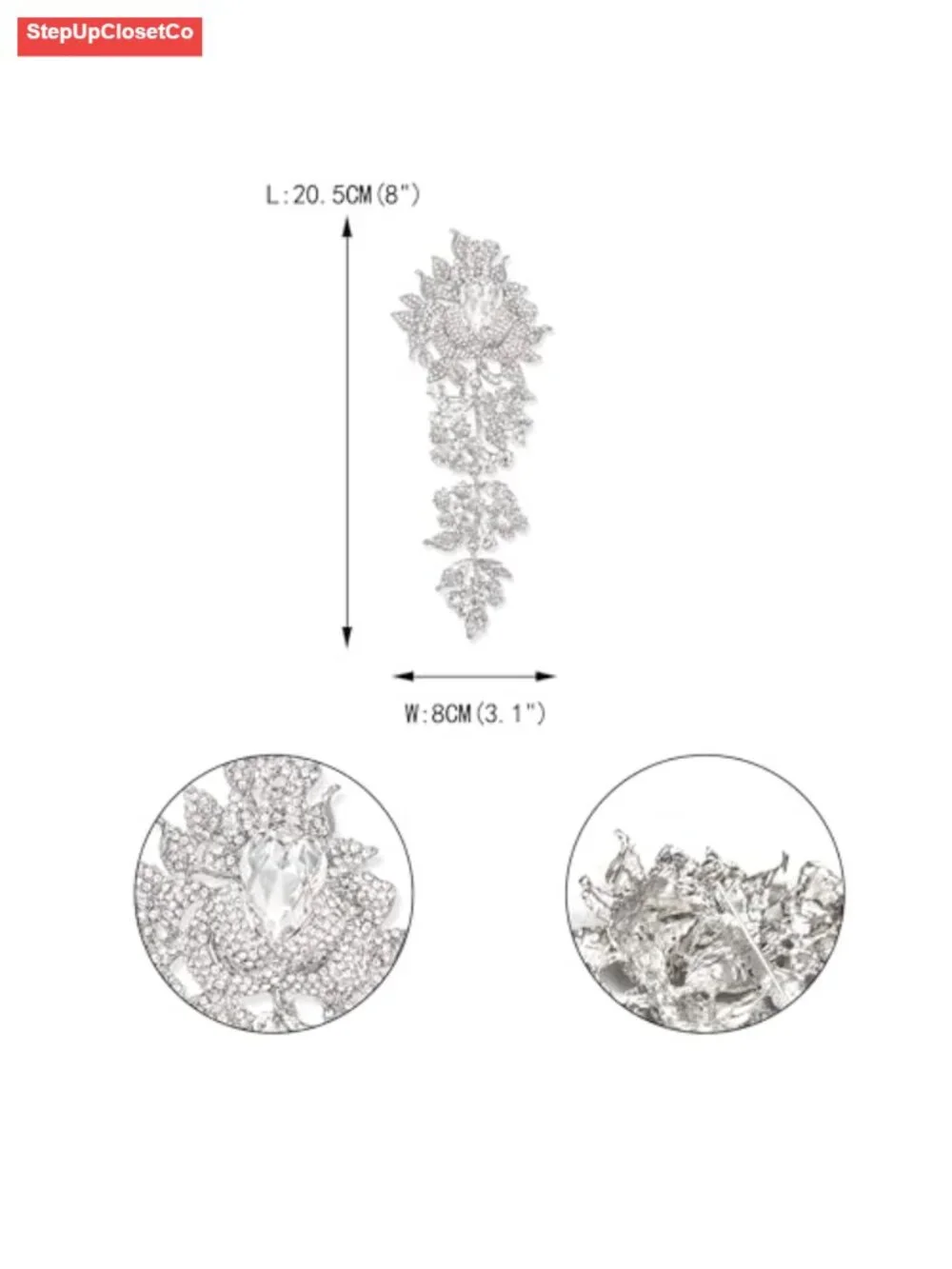 Crystal Rose Brooch Pin for Bridal Prom Elegant Women Jewelry
