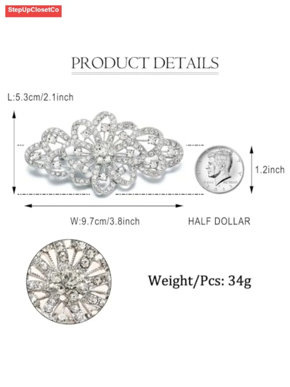 Austrian Crystal Flower Ribbon Brooch Pin Wedding Bridal Brooch