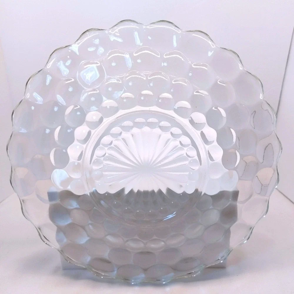 Vintage Anchor Hocking Bubble Glass Clear Serving Plate - 10‎ inch Diameter