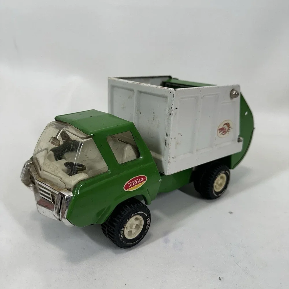 1970s Tonka Pressed Steel Litter Bug Garbage Truck Green/White ‎ Vintage