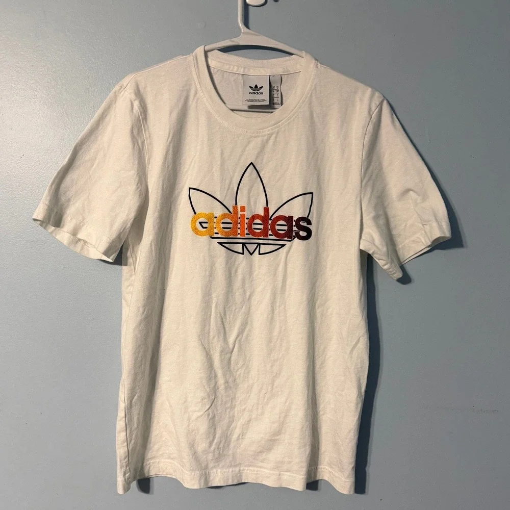 Adidas Originals‎ Trefoil Graphic T-Shirt Men's Small White Gradient Logo 0813
