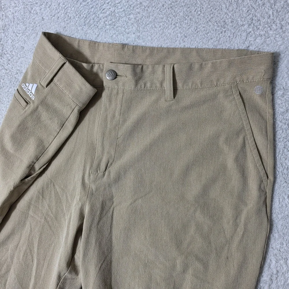 NEW! Adidas‎ Shorts Mens 38/8 Tan Stretch Golf Performance Textured HG8845