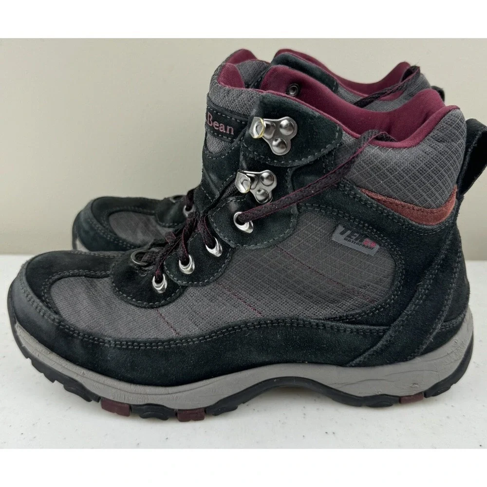 LL Bean‎ Hiking Boots Women's Size 8M TEK Primaloft 200 g #296491 Black/Gray