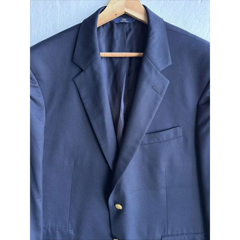 346 Brooks Brothers Blazer Navy Wool Gold Button Sport Coat 2 Button Size 44S