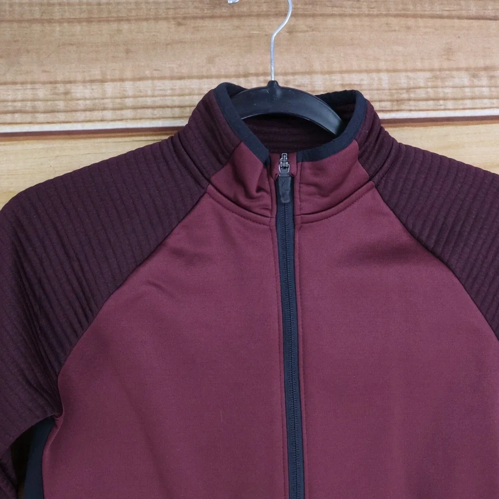 Old Navy Activewear Full Zip Jacket Girls Size M Maroon Black Mock‎ Neck Pockets