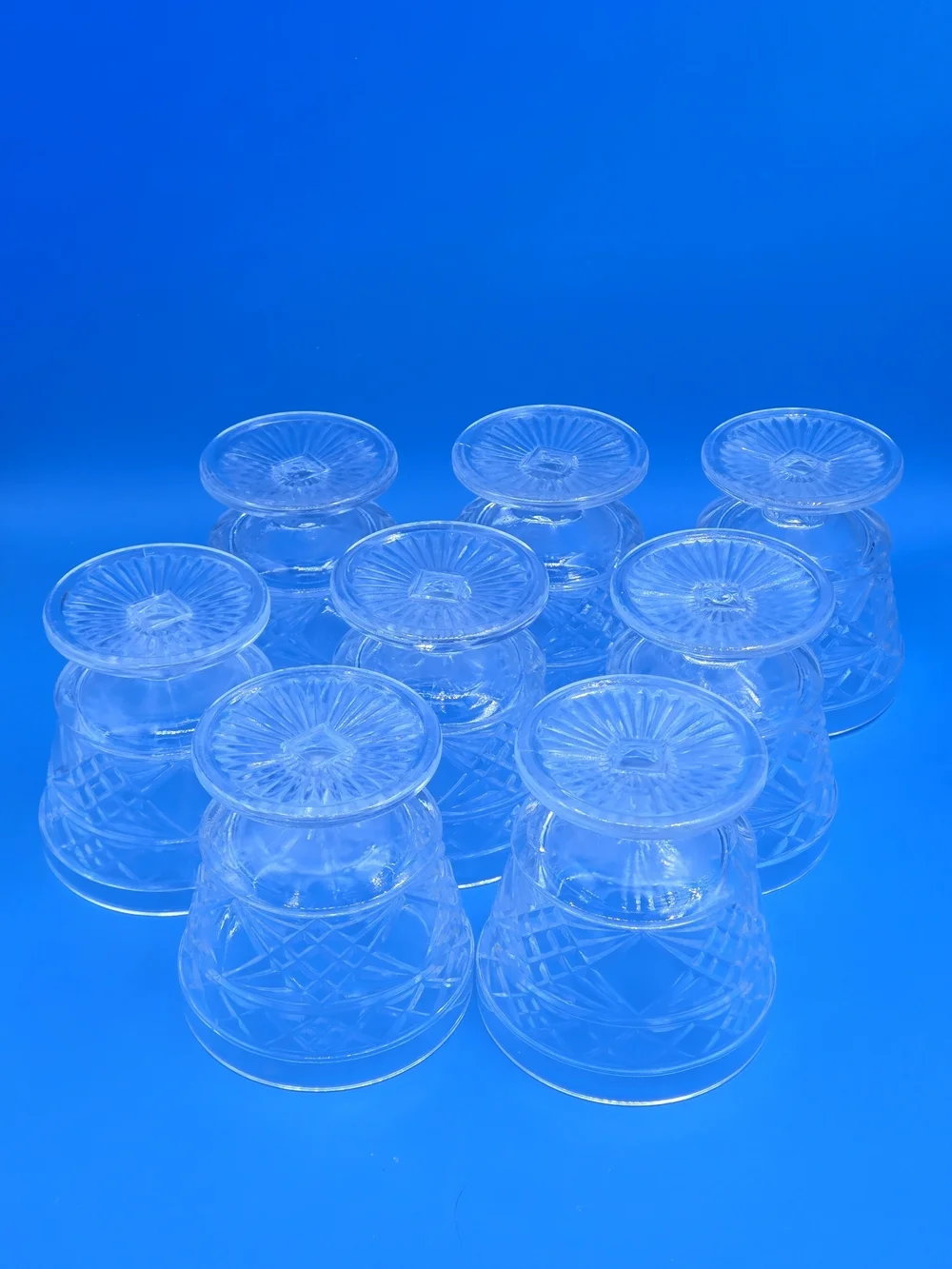 8x Vintage Clear Glass Hazel Atlas Footed Big Top Peanut Butter Dessert Glasses