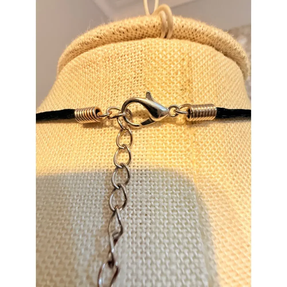 Vintage Genuine Stone Wire Wrap Necklace 12”+2”