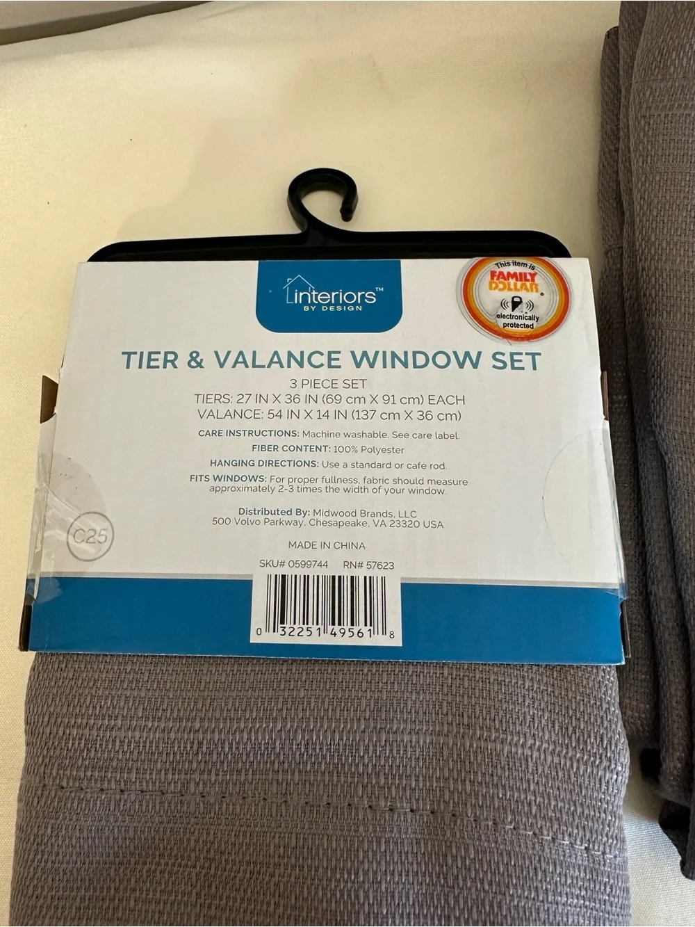 Gray Tier & Valance Window Set - Light Filtering 2 sets