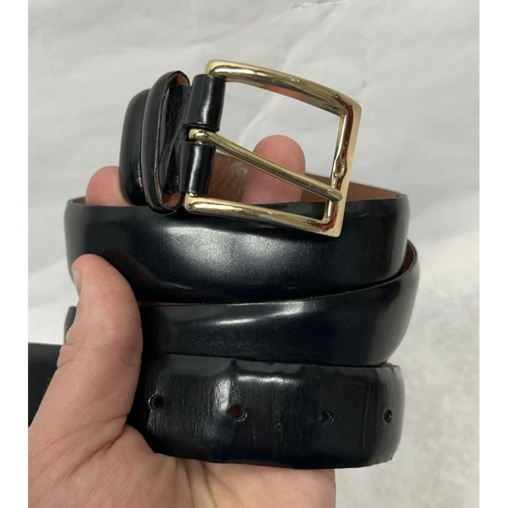 Cole Haan Mens Size 42 Black Leather Adjustable Belt