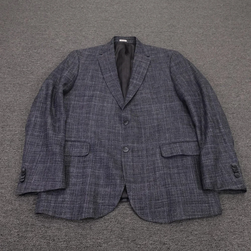 Joseph Abboud Blazer Mens 44R Blue Check Wool‎ Silk Linen Ethomas Sport Coat