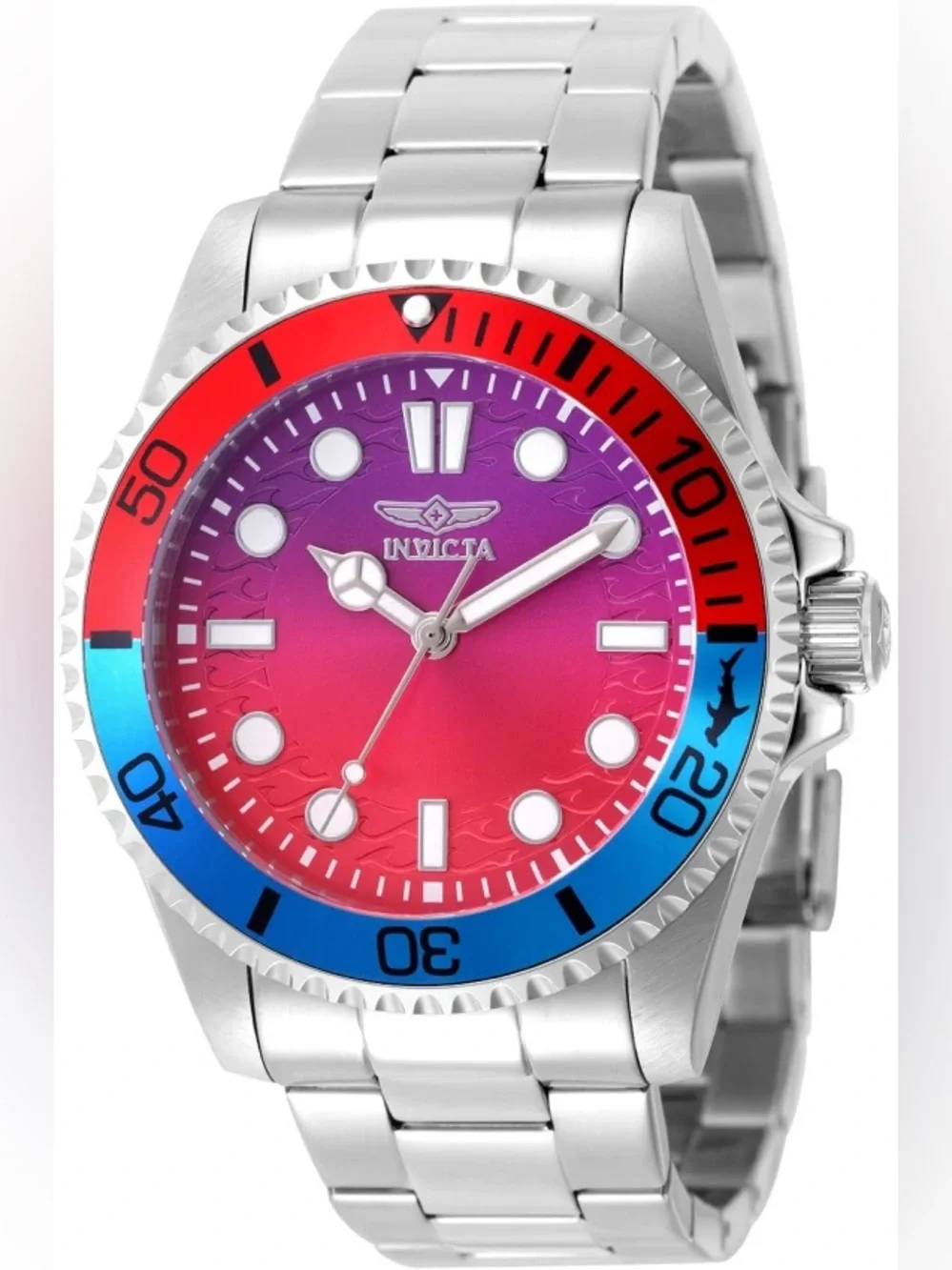 INVICTA Pro Diver Men 43mm Stainless Steel Red & Purple Gradient Dial Quartz NWT