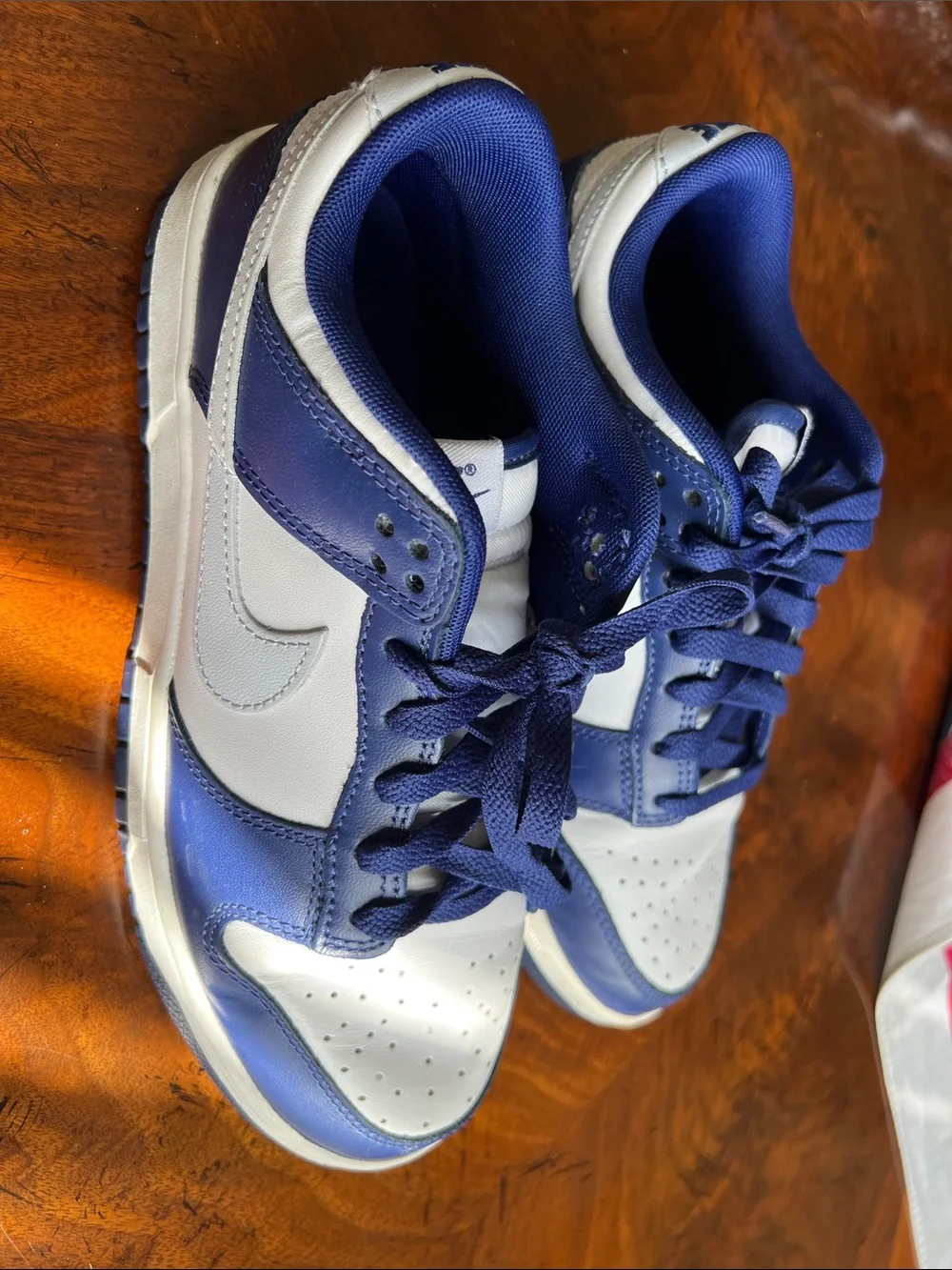 Nike White and Royal Blue Low-Top Sneakers