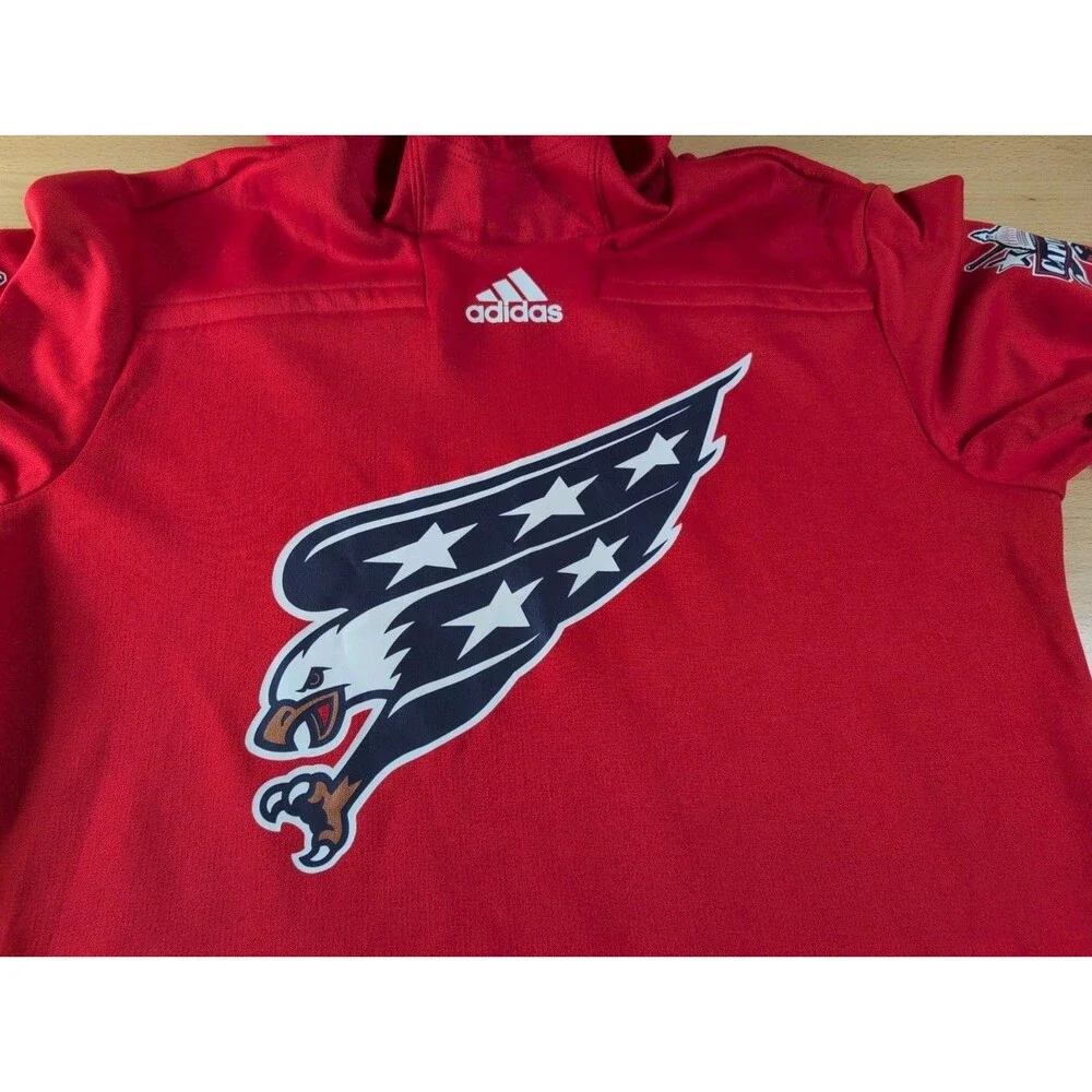Washington Capitals Hoodie Mens Medium Adidas Red Blue Nhl Pullover