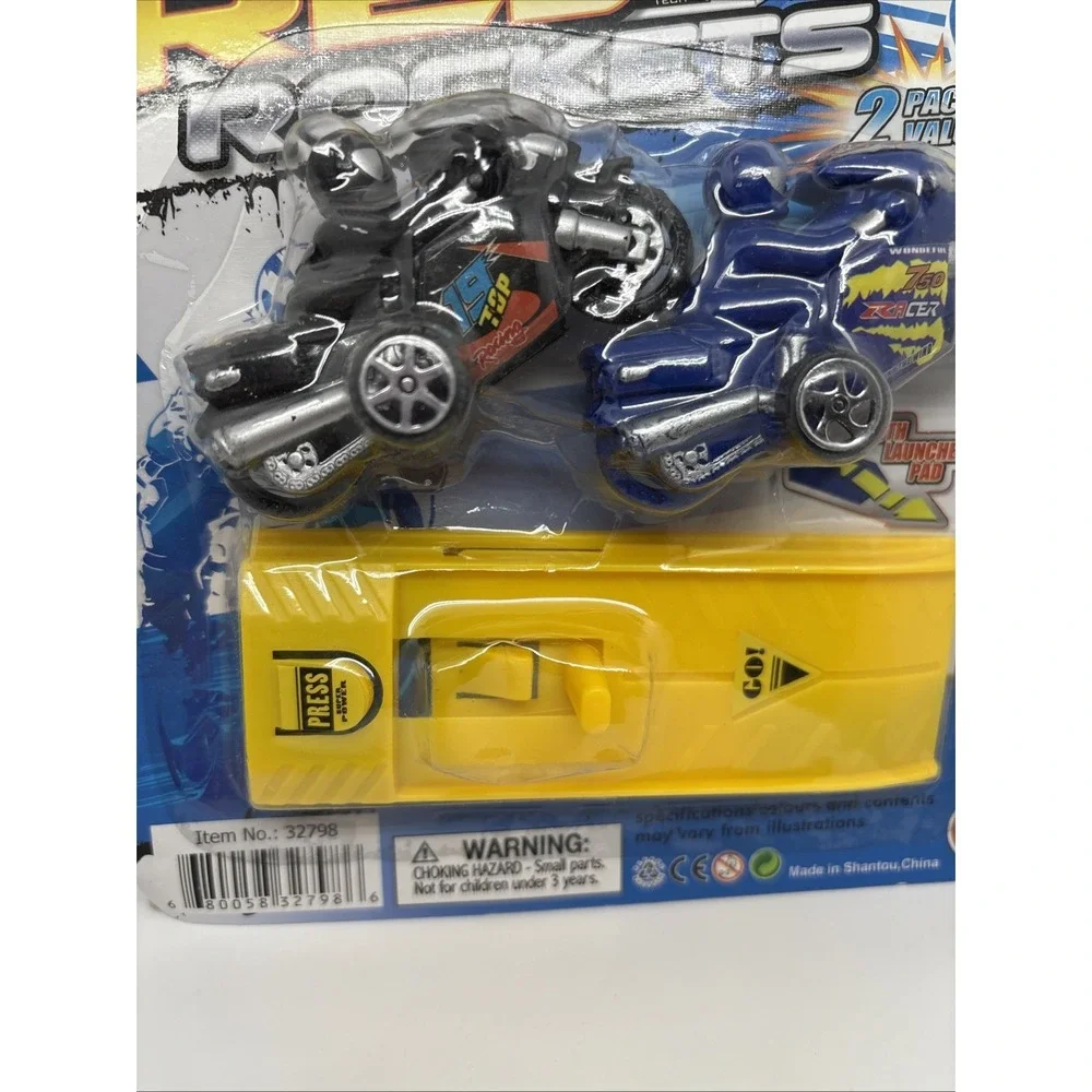 New Rev Rockets Motorcycles Press And Go Plastic Toys Motorcycle with Launch Pad