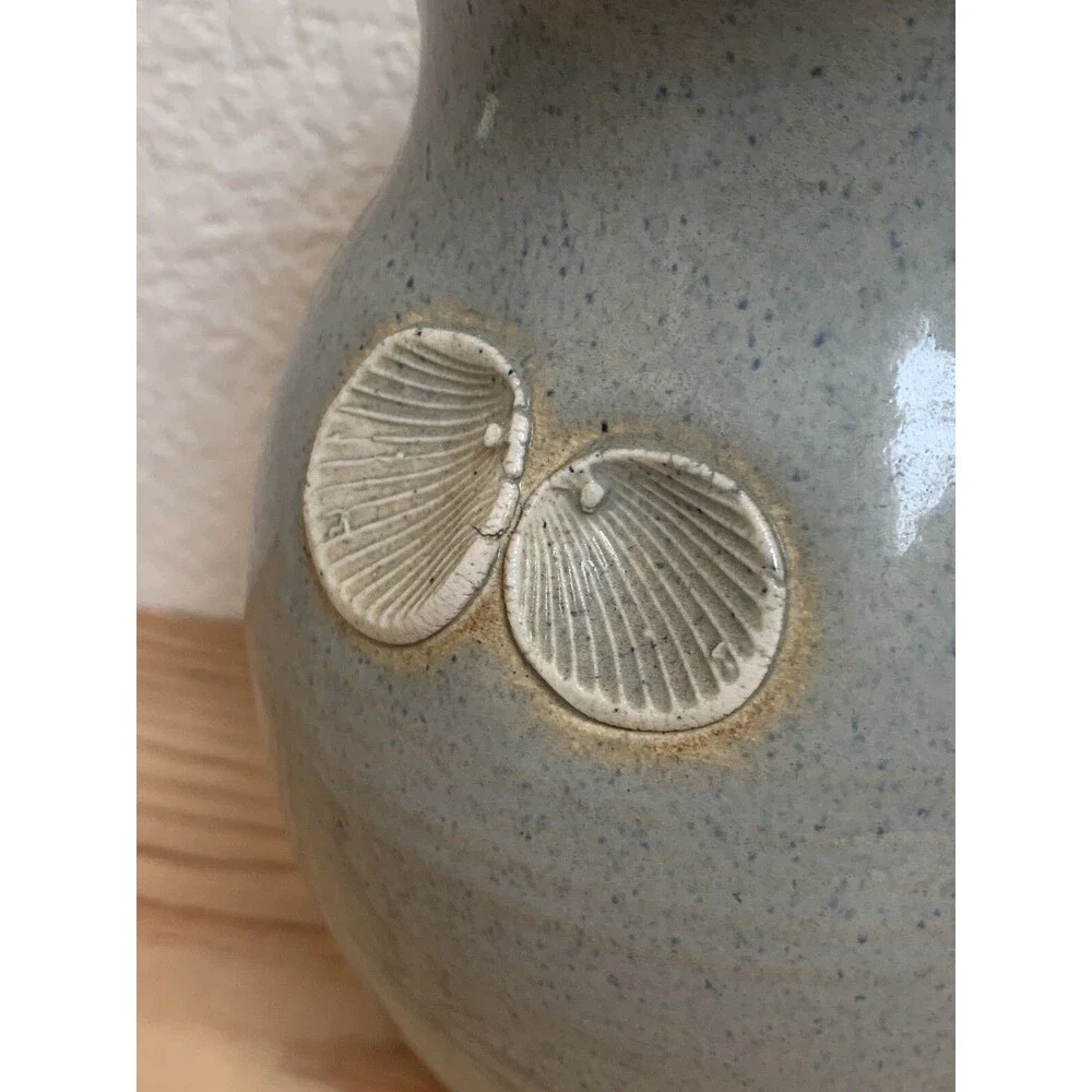 Muriel Muray Pitcher Handmade Studio Clay Sea Shells Beach Signed 1983 Vintage
