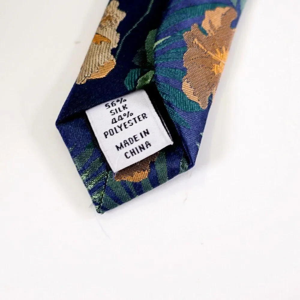 Bar‎ III Blue Floral Woven Skinny Silk Blend Tie