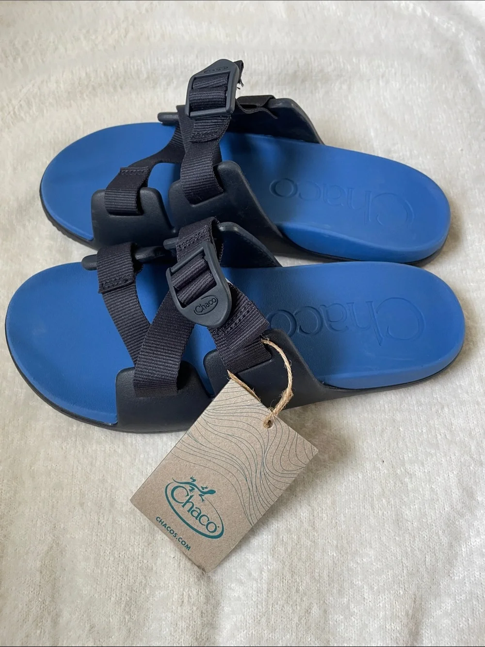 Chaco Kids Blue Footbed Sandals with Black Webbing