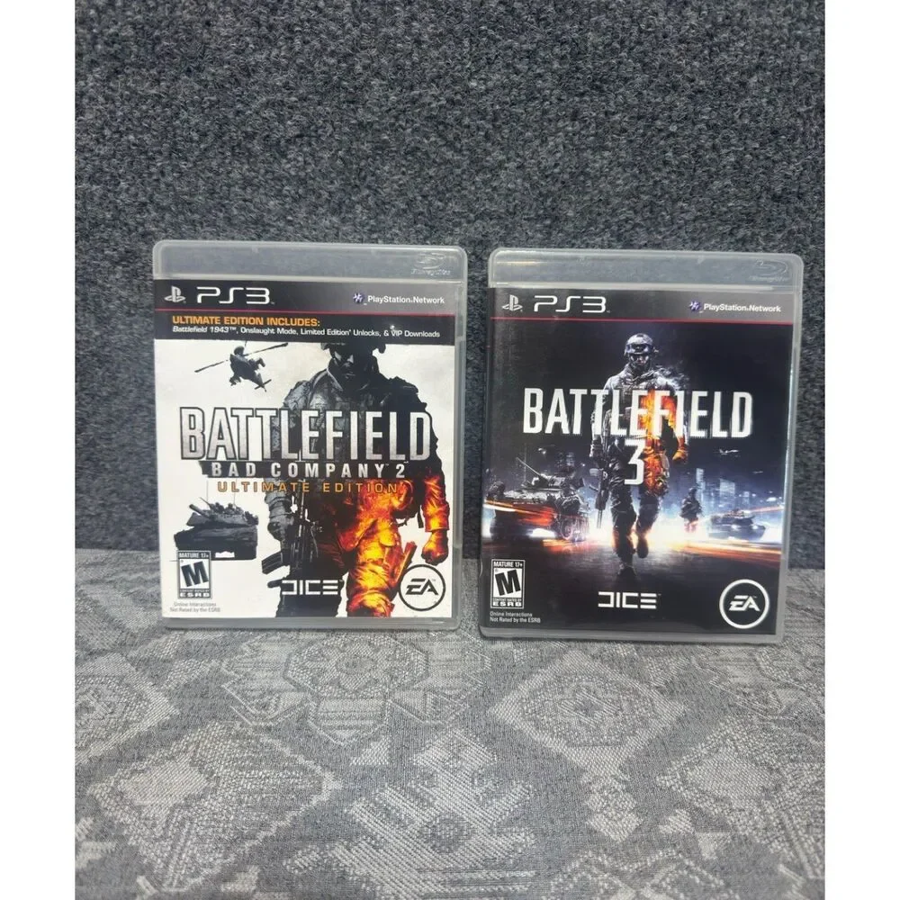LOT 2x Battlefield 3 + Bad Company 2 Ultimate Edition PS3 Lot CIB w/ Inserts