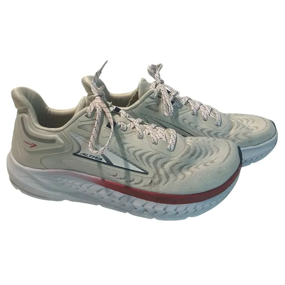 Women's White Running Sneakers with Red Accent