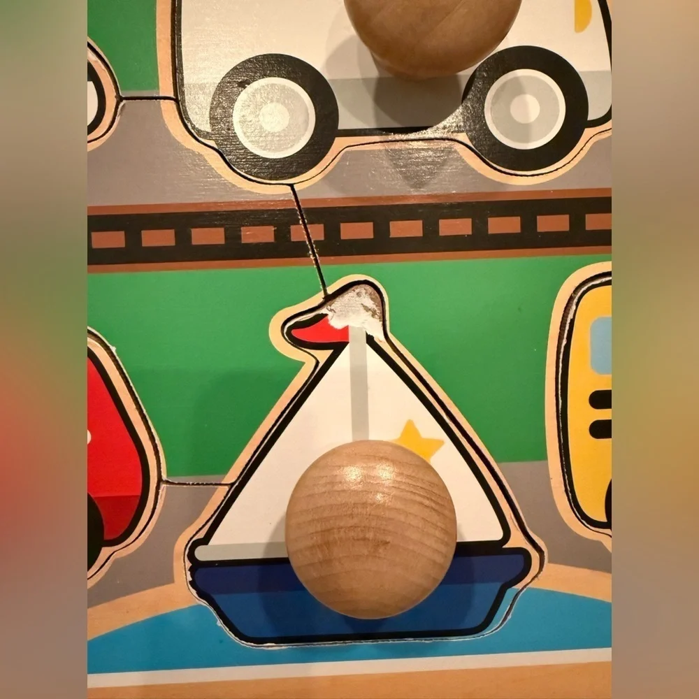 Melissa & Doug Wooden Deluxe Jumbo Knob Vehicles puzzle ages 1+