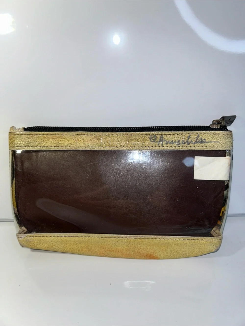 Anuschka Genuine Hand Painted Leather Floral Theme Zipper Pouch