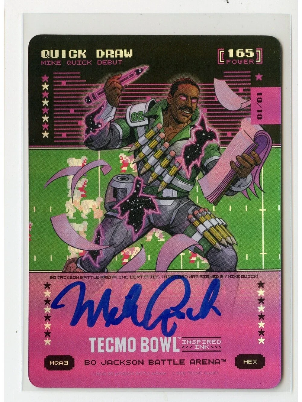 2026 Bo Jackson Battle Arena Tecmo Bowl Quick Draw Debut Auto MQA3 10/10 HEX
