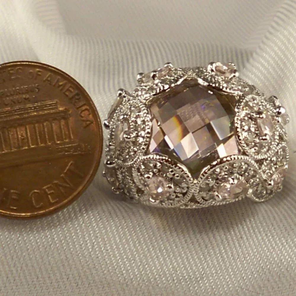 NEW Lite PINK Doublet Cut Cubic Zirconias DESIGNER Ring