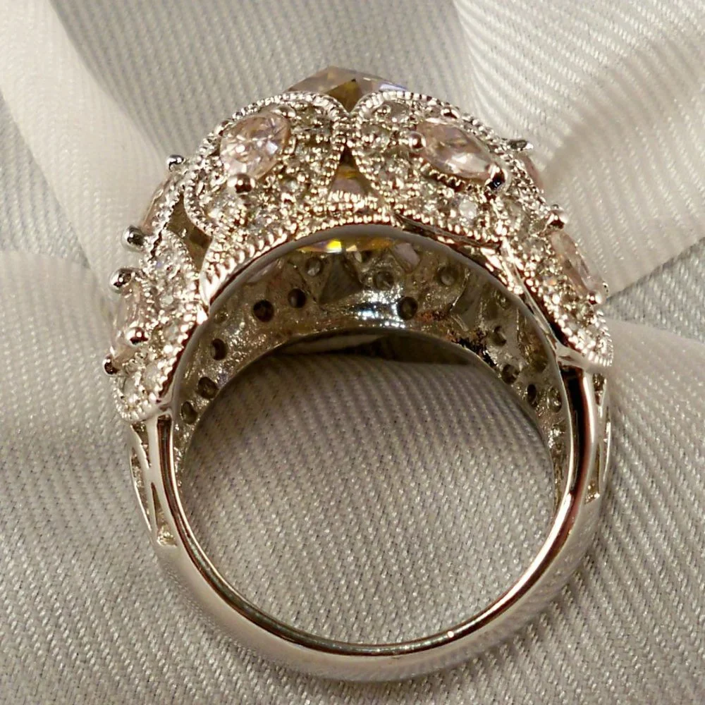 NEW Lite PINK Doublet Cut Cubic Zirconias DESIGNER Ring