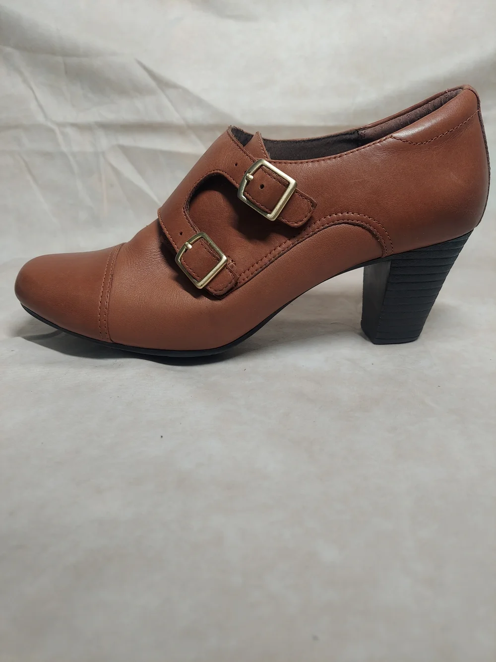 Clarks Bendables Sapphire Athena Double Monk Strap Booties Brown Leather size 9
