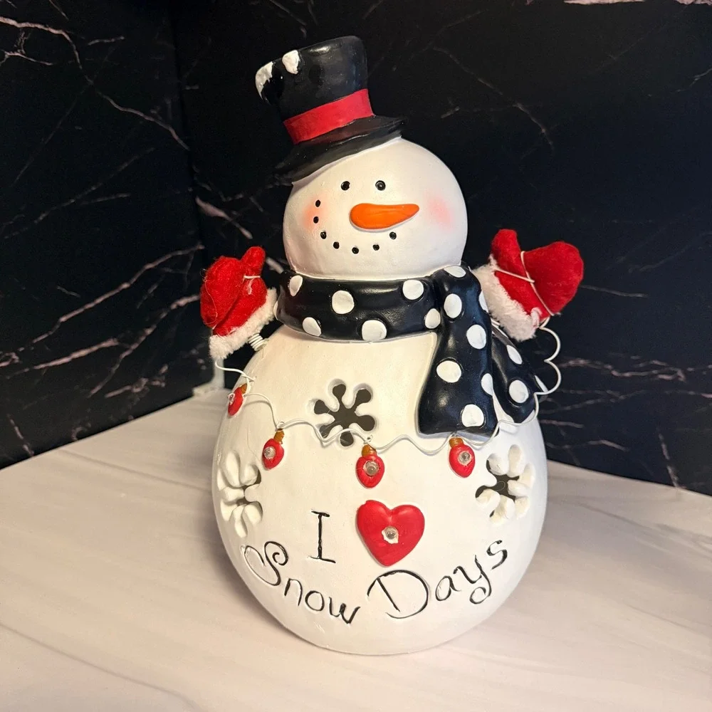 Cracker Barrel Just Chillin Lighted Snowman Color Changing LED Figurine 380088