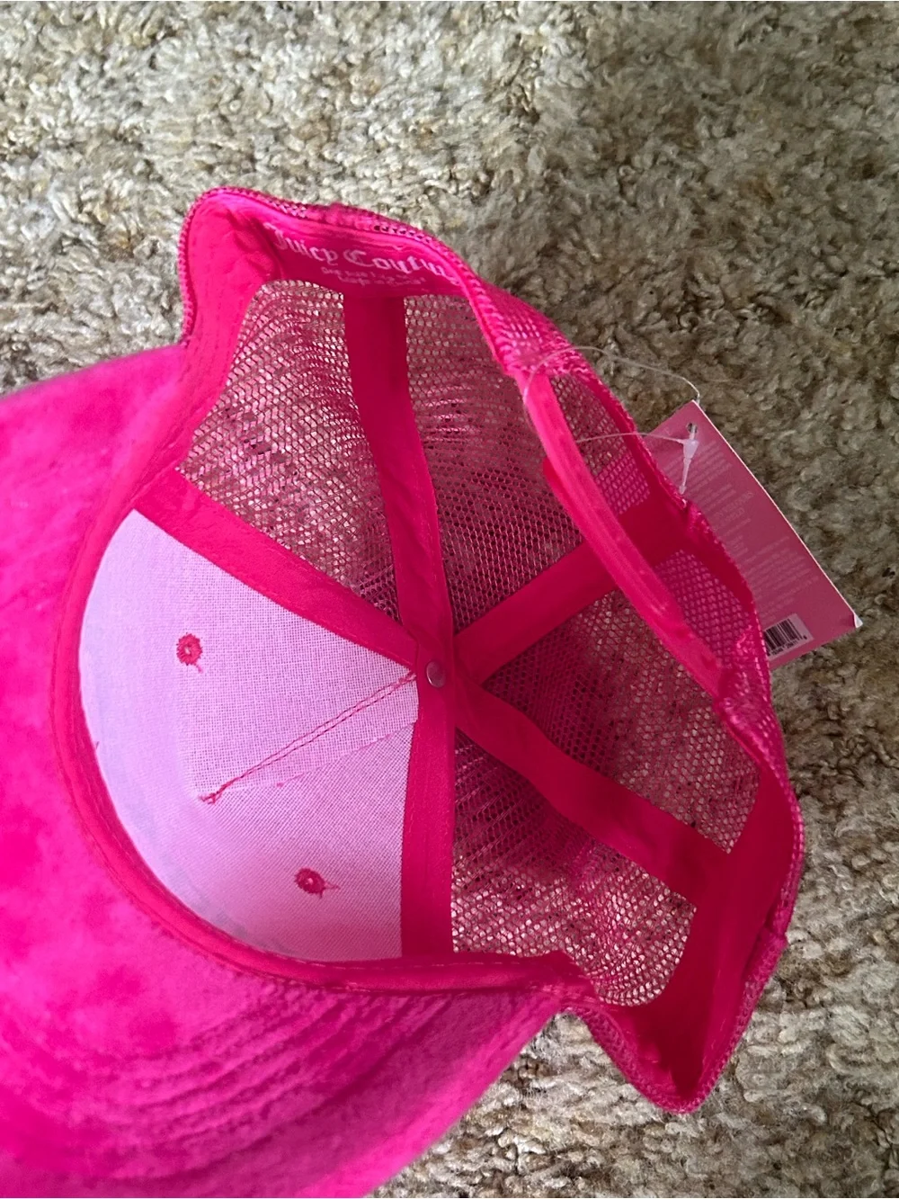 Juicy Couture Hot Pink Velour Velvet Rhinestone Baseball Hat