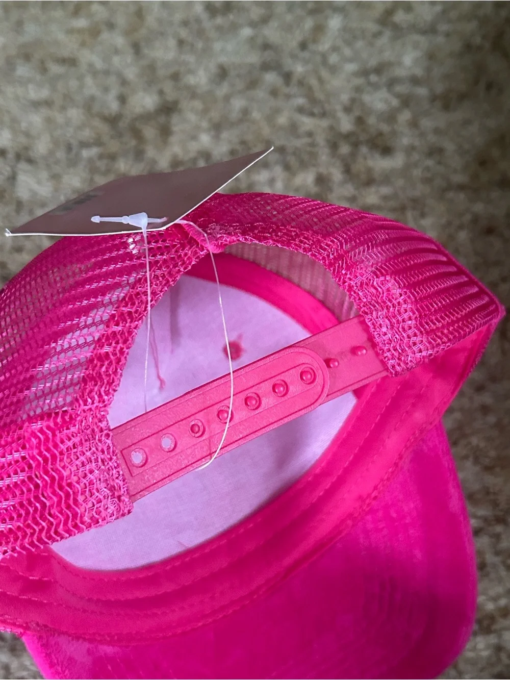 Juicy Couture Hot Pink Velour Velvet Rhinestone Baseball Hat