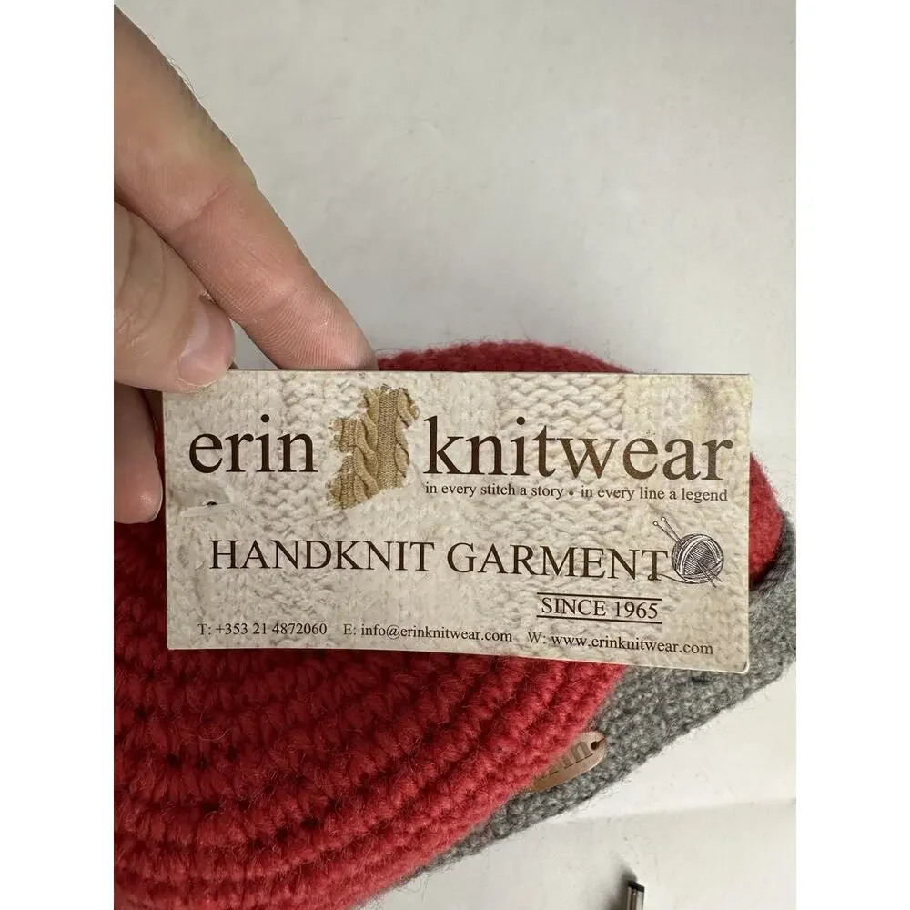NEW Erin Knitwear Crochet Turn Up Wool Ireland Beanie Hat Lined Raspberry 1-6