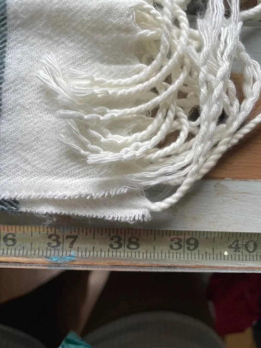 Striped Fringe Blanket Scarf One Size Wrap Soft Cozy Oversized White Blue Winter
